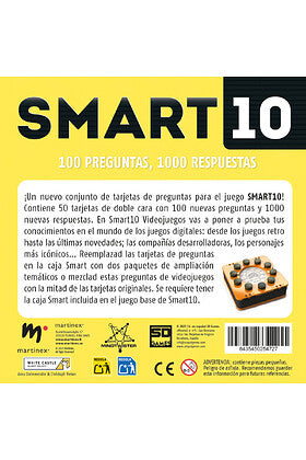 Parte trasera de la caja SMART 10 mostrando descripción de contenido y reglas del juego