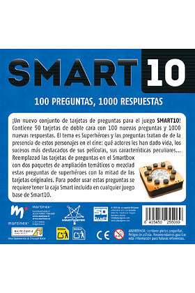 Caja del paquete de ampliación SMART 10 Superhéroes con 100 preguntas nuevas