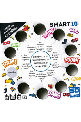 Tarjeta SMART 10 pregunta sobre películas de superhéroes y supervillanos