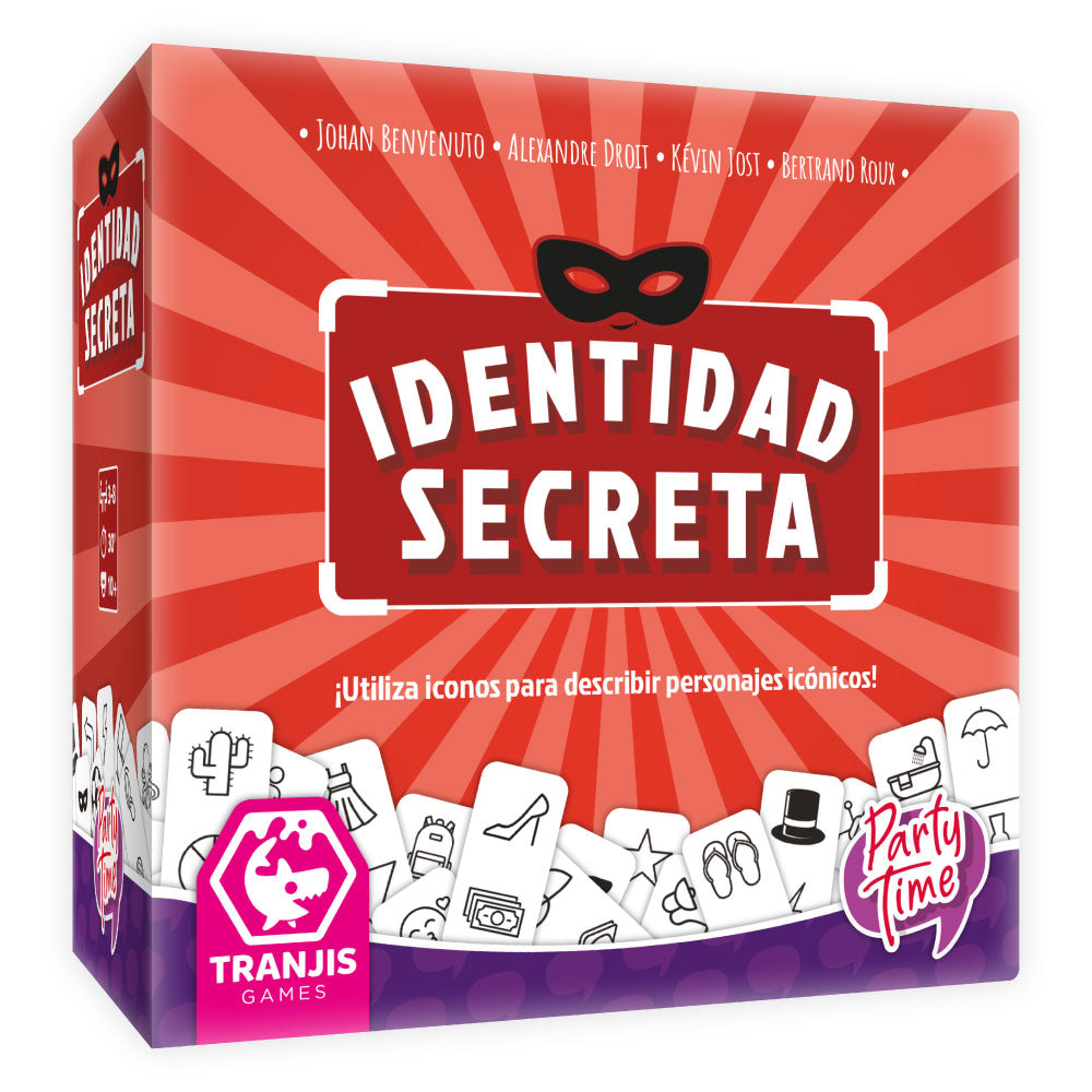 Caja del juego de mesa Identidad Secreta MINI edición compacta con iconos para describir personajes