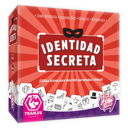 Caja del juego de mesa Identidad Secreta MINI edición compacta con iconos para describir personajes