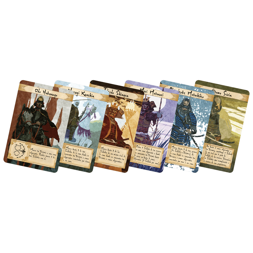 Cartas personajes samuráis juego de mesa Tiempo de Tumulto Sengoku