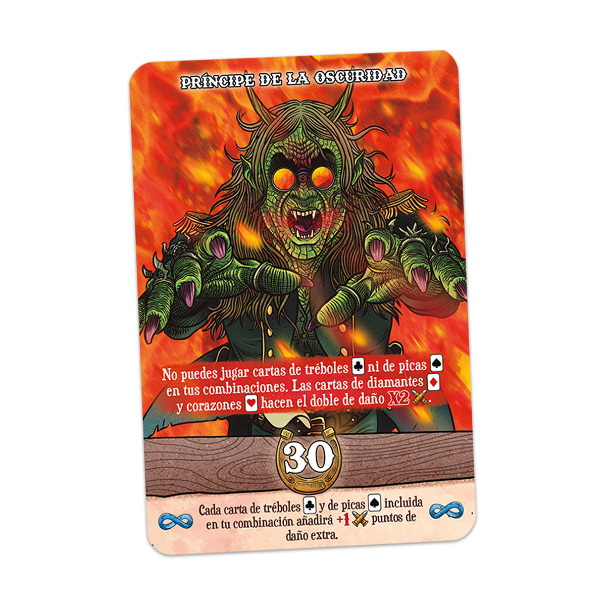 Carta Príncipe de la Oscuridad del juego de estrategia Ace of Spades con arte demoníaco