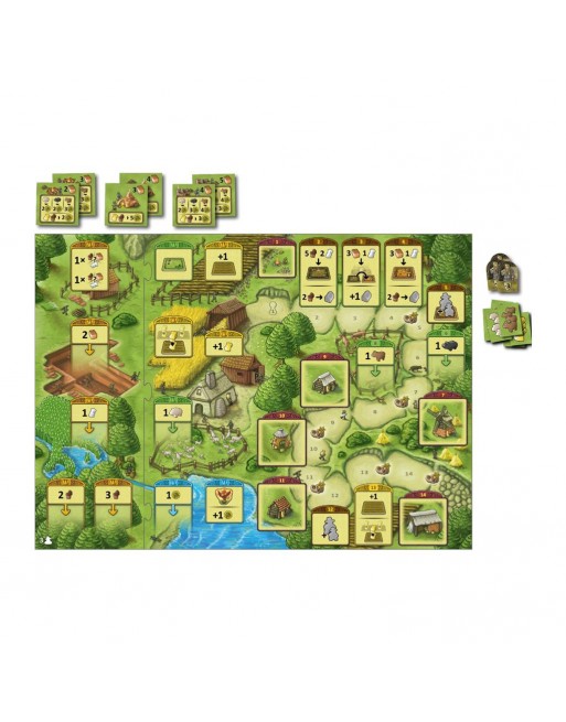 Tablero Agricola Edición Familiar juego de mesa diseño granja espacios acción y recursos
