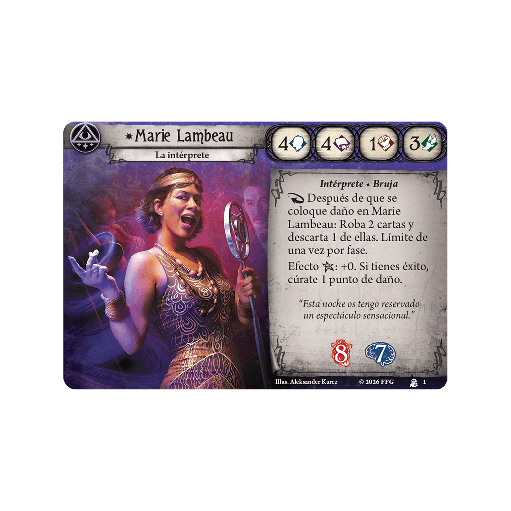Carta de personaje Marie Lambeau místico Arkham Horror LCG