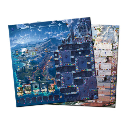 Tablero doble cara de Las Ruinas Perdidas de Arnak con mapa marino y terrestre para juego de mesa