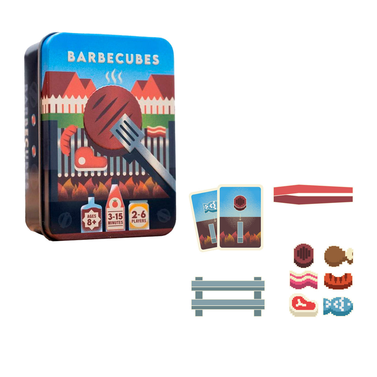 Barbecubes juego de mesa familiar con cubos de ingredientes y parrilla para 2-6 jugadores