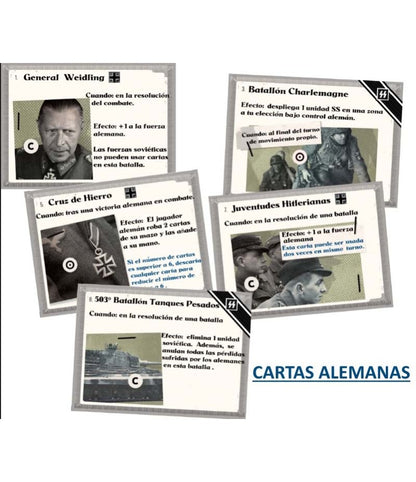 Cartas alemanas Berlín 1945 General Weidling Cruz de Hierro y batallones juego de mesa