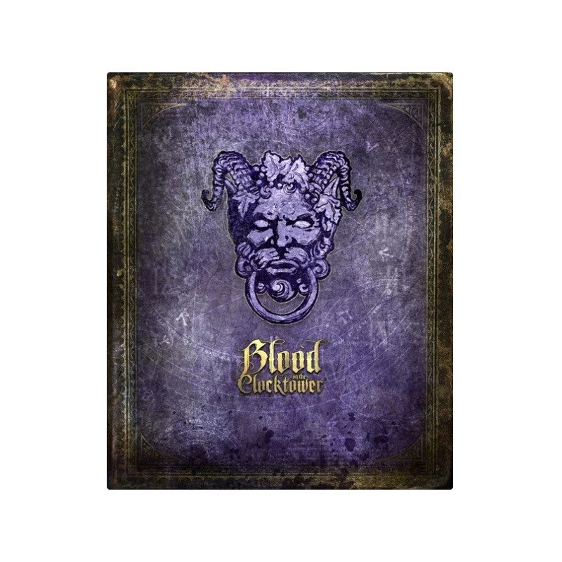 Cubierta del juego de mesa Blood on the Clocktower con arte demoníaco y tipografía gótica