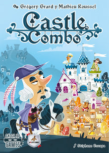 Portada del juego de cartas Castle Combo con castillo y personajes cartoon