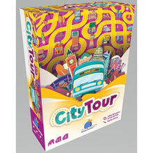 Juego de mesa cooperativo City Tour con ilustración de autobús por la ciudad