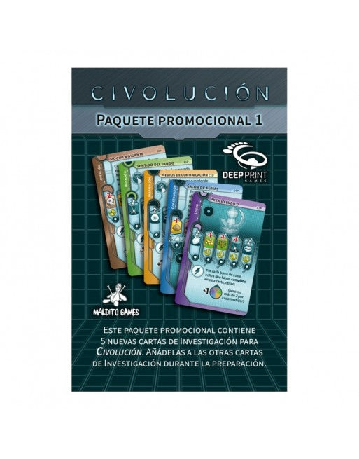 Paquete promocional 1 Civolución cinco cartas investigación bordes coloridos