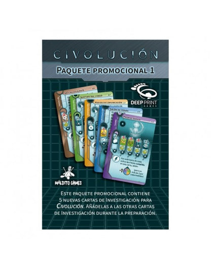 Paquete promocional 1 Civolución cinco cartas investigación bordes coloridos