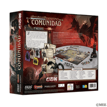 Parte trasera caja juego de mesa El Destino de la Comunidad lista componentes y dragón