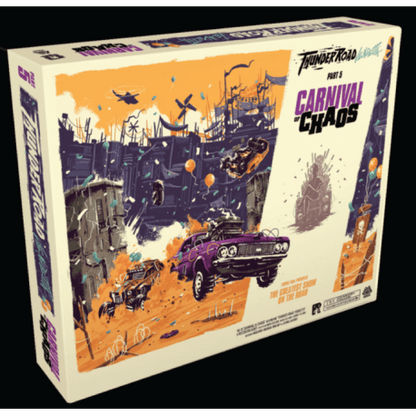 Caja de expansión Thunder Road: Vendetta Carnival of Chaos con arte postapocalíptico