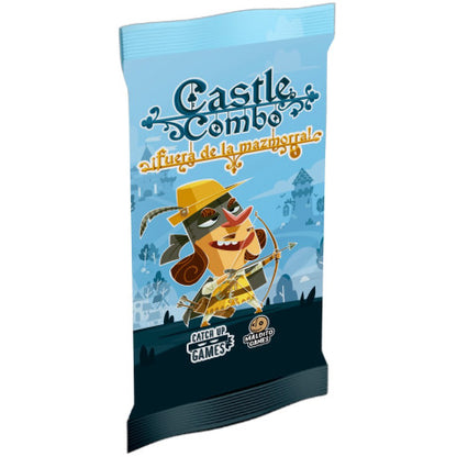 Caja del juego de mesa Castle Combo expansión ¡Fuera de la mazmorra! con arte de arquero
