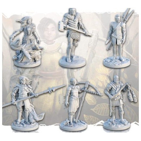 Pack de miniaturas Beast: cazadores con hachas y lanzas para juego de mesa