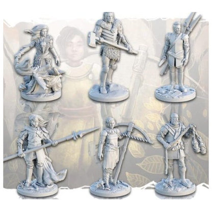 Pack de miniaturas Beast: cazadores con hachas y lanzas para juego de mesa