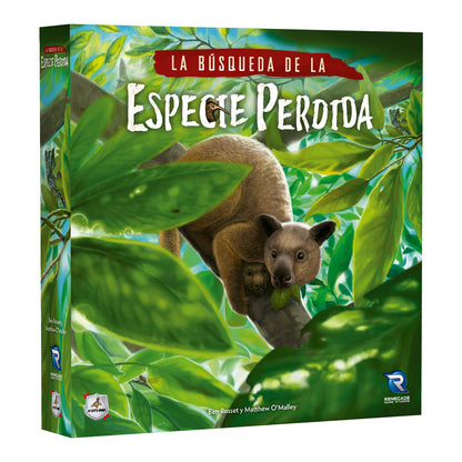 Caja juego cooperativo La Búsqueda de la Especie Perdida con ilustración animal en selva