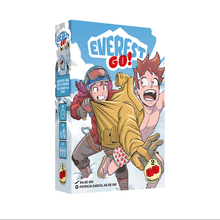Caja del juego de mesa Everest Go! con ilustración de alpinistas en la nieve