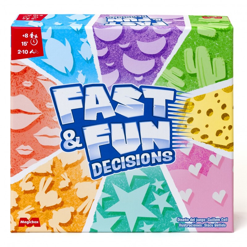 Caja del juego de mesa Fast & Fun Decisions para +8 años