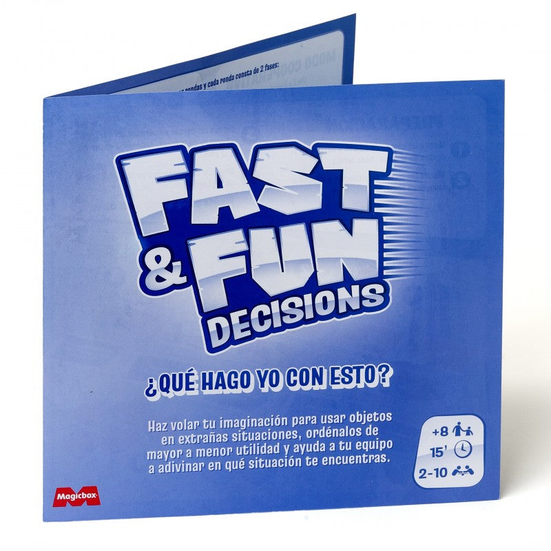 Tarjeta plegable azul con instrucciones del juego de cartas