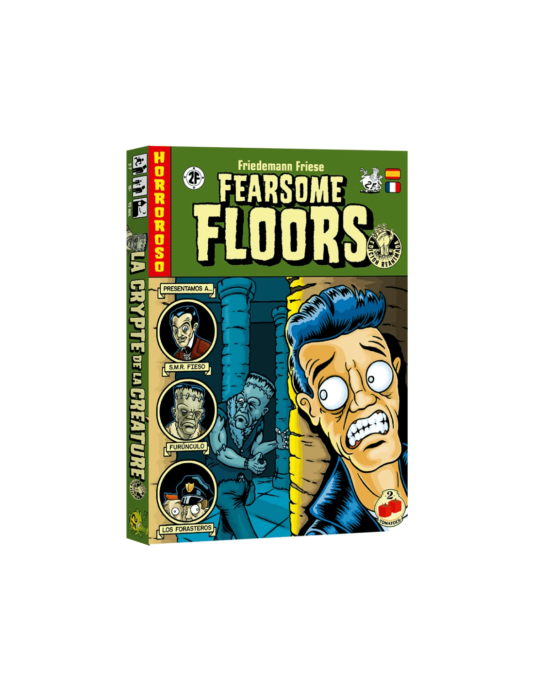 Fearsome Floors caja juego de mesa mazmorra para 3 jugadores diseño Friedemann Friese