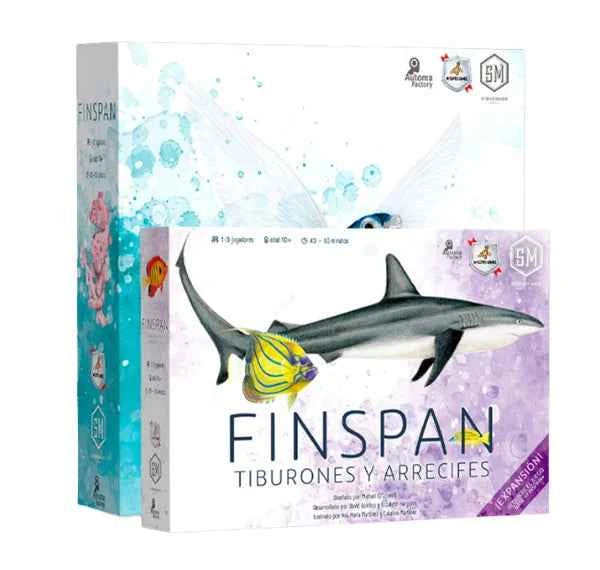 Caja expansión Finspan Tiburones y Arrecifes juego de mesa Maldito Games