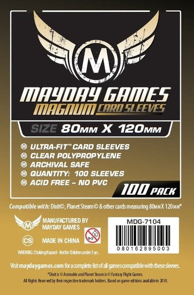 Etiqueta frontal de fundas Magnum Gold para cartas de 80x120mm, 100 unidades, polipropileno transparente sin PVC ni ácido
