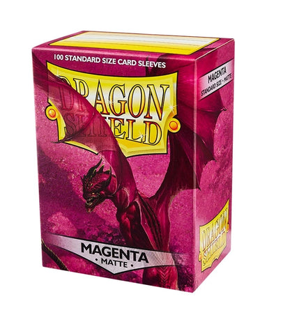 Caja de 100 fundas Dragon Shield Matte color magenta para cartas estándar