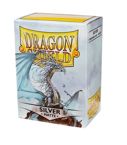 Caja de 100 fundas Dragon Shield Matte color plata para cartas estándar