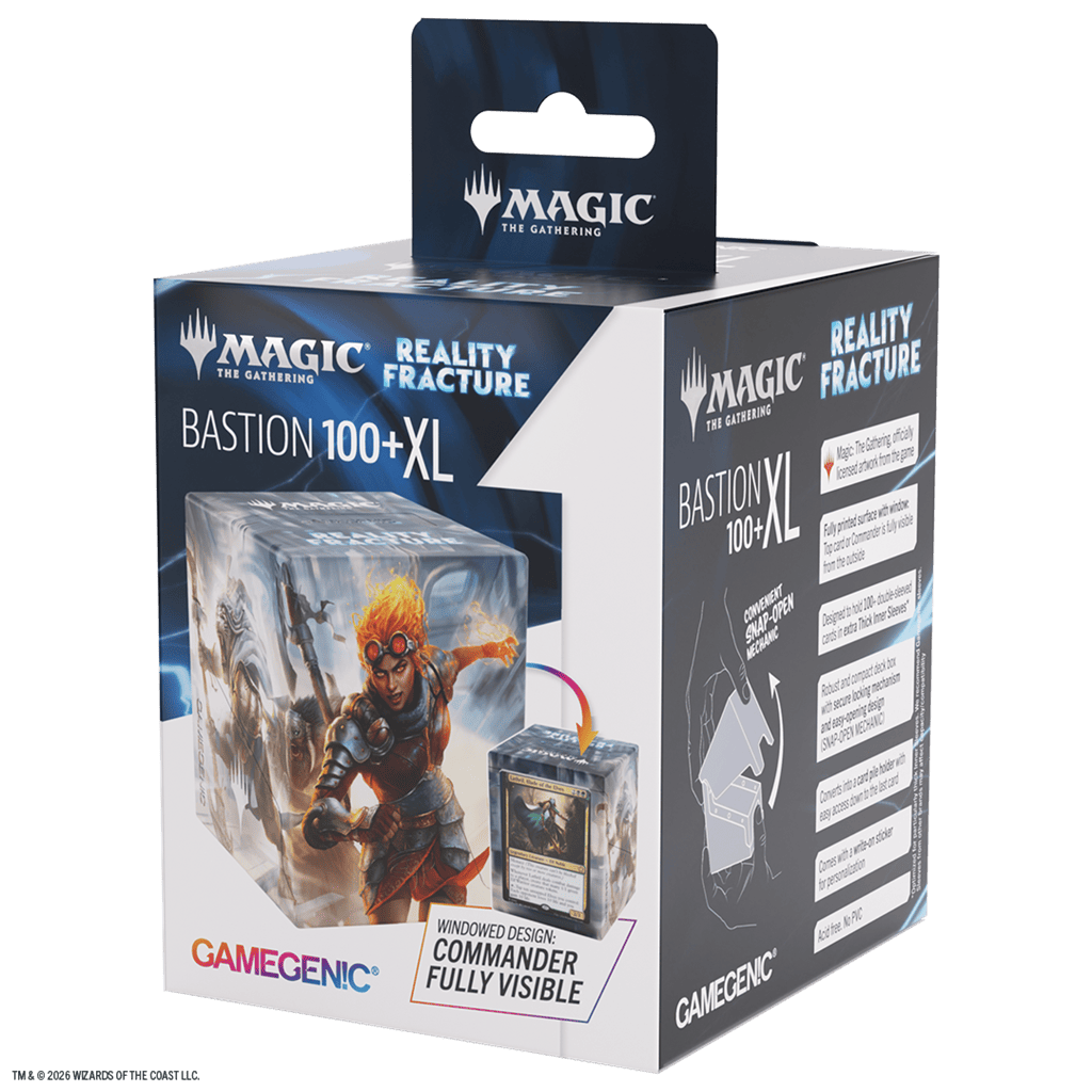 Caja rígida Gamegenic Bastion XL para mazos de Magic: The Gathering, diseño ventana con arte Reality Fracture