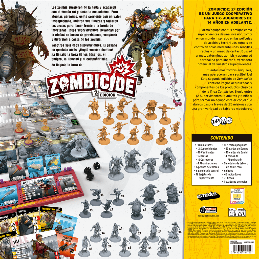Portera trasera Zombicide Segunda Edición lista de contenido y reglas cooperativas