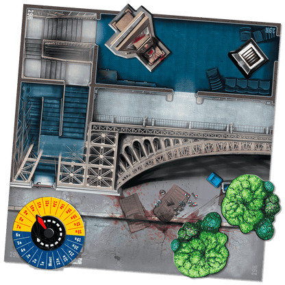 Tablero topográfico de París con estación de metro y puente para expansión Zombicide 2E