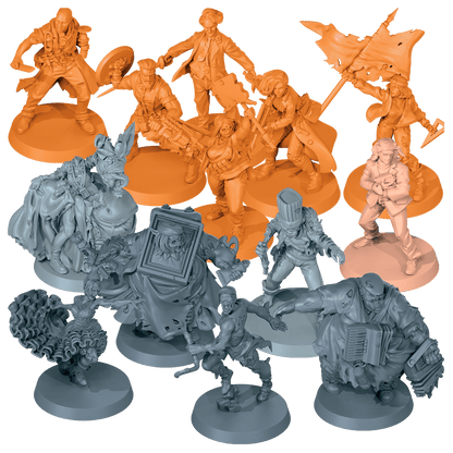 Miniaturas sin pintar de supervivientes y zombis parisinos para juego de mesa Zombicide