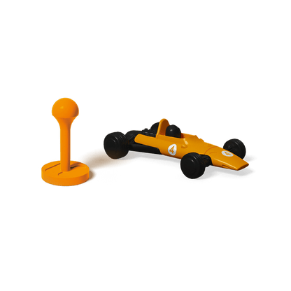 Miniatura coche F1 retro naranja y marcador vertical para Heat expansión
