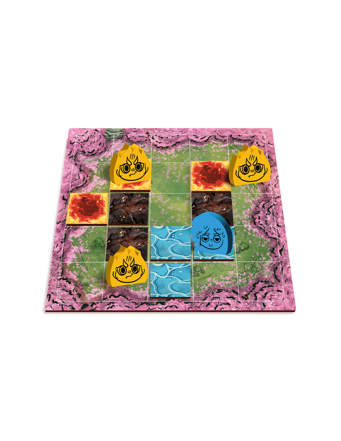 Himizu tablero juego patrón flores cerezo casillas fuego y agua