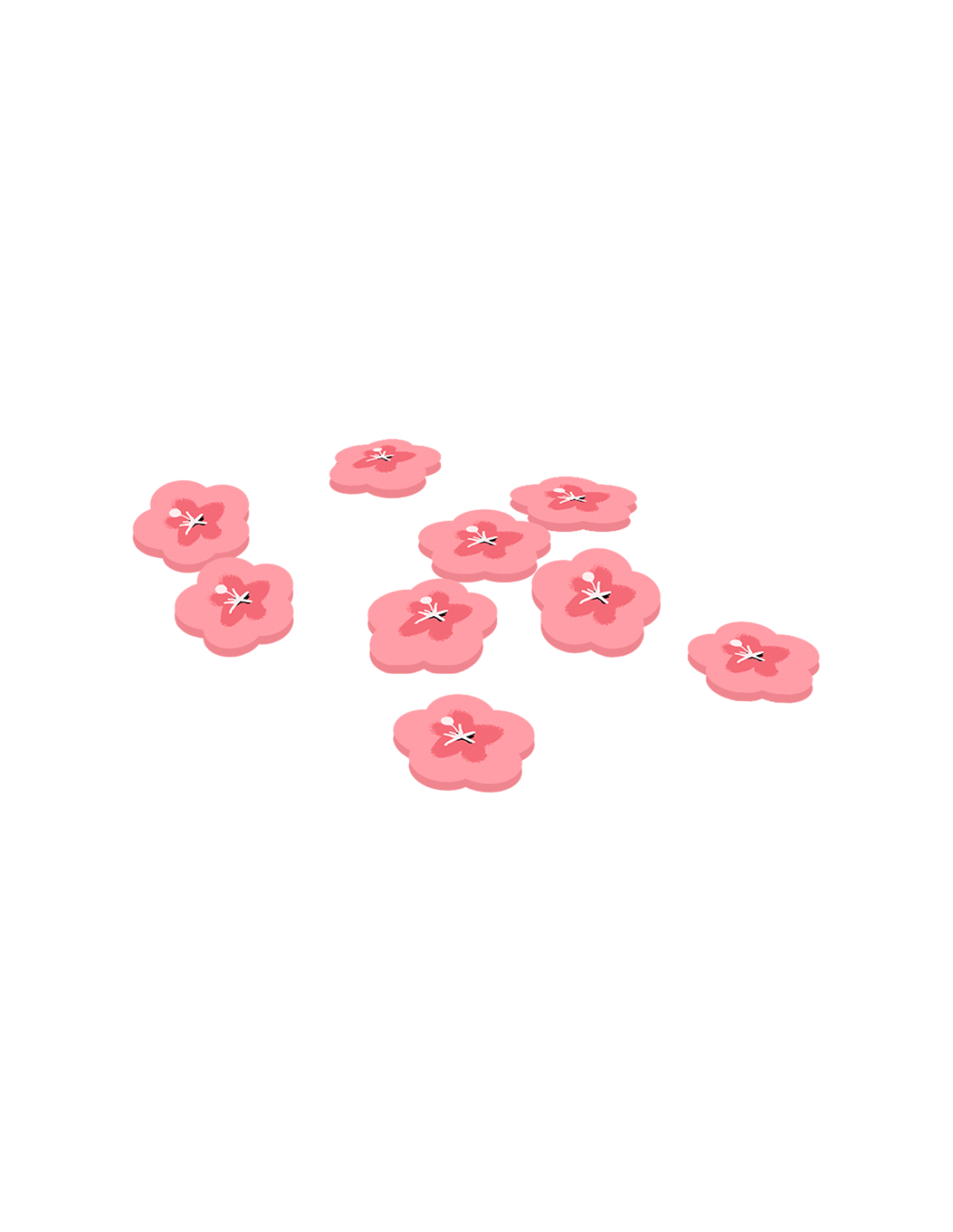 Himizu juego de mesa piezas florales isométricas rosa y rojo