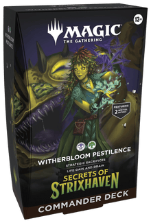 Mazo Commander Witherbloom Pestilence Magic The Gathering caja con ilustración de mujer y monstruo