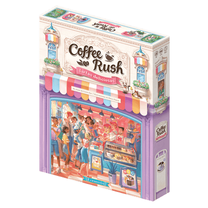 Caja de la expansión Coffee Rush: Tartas deliciosas con ilustración de cafetería