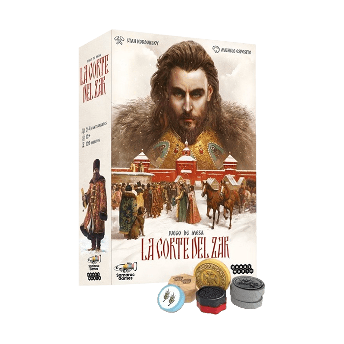 Caja del juego de mesa La Corte del Zar con componentes y arte de portada