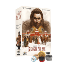 Caja del juego de mesa La Corte del Zar con componentes y arte de portada