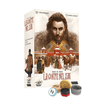 Caja del juego de mesa La Corte del Zar con componentes y arte de portada