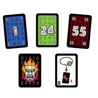 Cartas del juego Pili Pili con diseño tribal y números