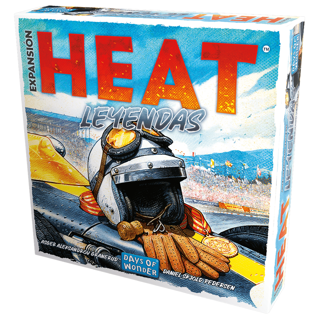 Caja expansión Heat Leyendas juego de mesa con pilotos automatizados y arte retro