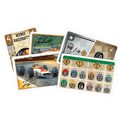 Cartas Heat Leyendas expansión juego de mesa con pilotos y símbolos de habilidad