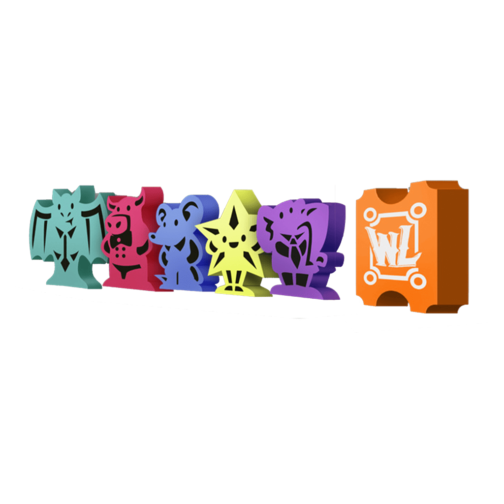 Fichas mascotas madera colores vibrantes contenedor cartas WL