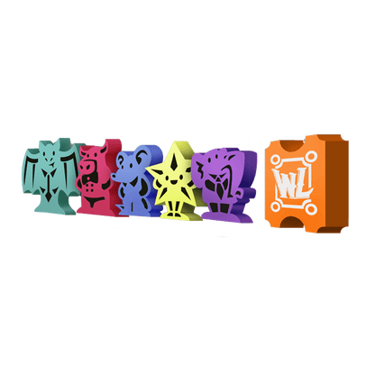 Fichas mascotas madera colores vibrantes contenedor cartas WL