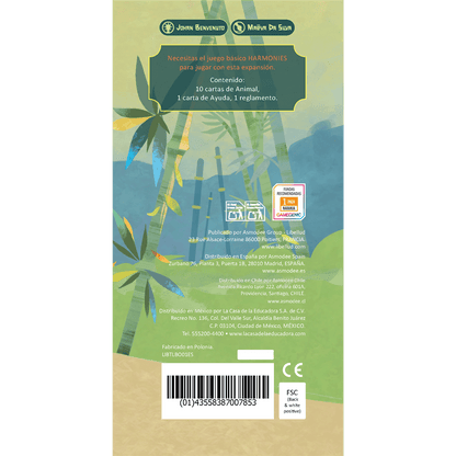 Dorso expansión Harmonies Tempo con contenido de cartas y requisitos de juego básico