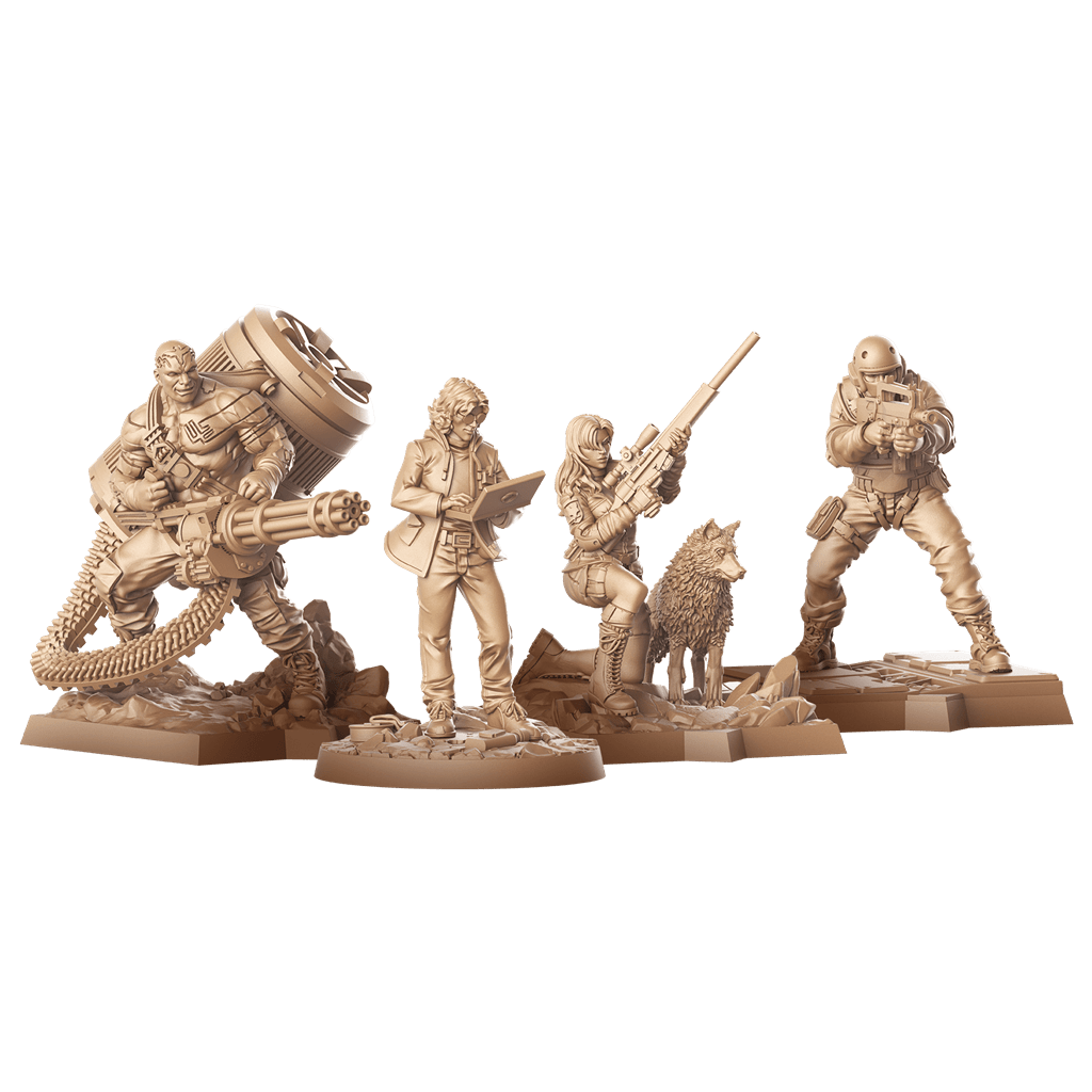 Set de miniaturas sin pintar de Metal Gear Solid con accesorios y lobo